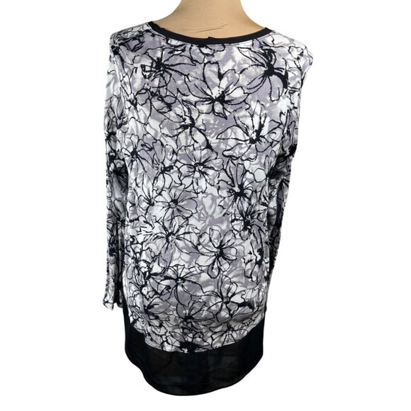 Simply Vera Pullover Top Tunic Floral Black Grey Size L Large - Picture 3 of 7